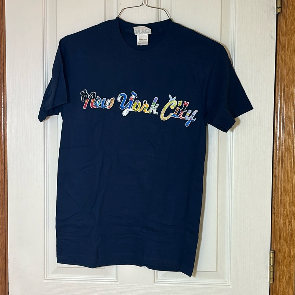Navy Blue short sleeve T-shirt, size S, Disney shirt, New York City Shirt